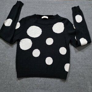 ViCOLO Northland Sweater Womens S/M Black White LS Pullover Italy Cotton Casual